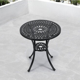 Living and Home Diamond Grid Hollowed Out Cast Aluminum Round Patio Dining Table for O