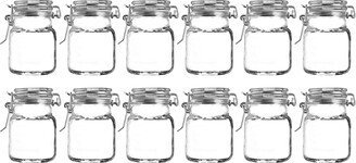 Dunelm Set of 12 Glass Clip Top Lid Spice Jars Clear