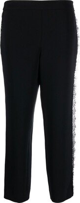 Lace-Trim High-Waisted Trousers