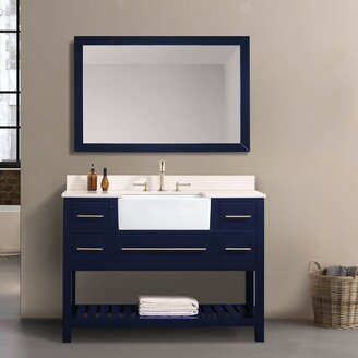 Home Solution 48-inch Freestanding Blue Bathroom Vanity with Marble Top