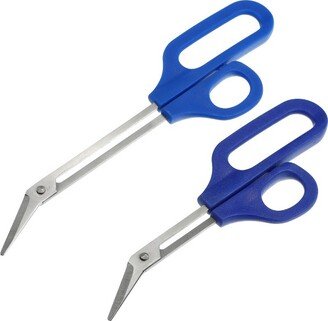 Unique Bargains Stainless Steel Toenail Scissors for Elderly Thick Nail Cuticle Trimmer Long Handled Manicure Pedicure Tool Blue 2 Pcs