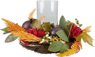 Northlight Mums with Pomegranate Fall Candle Holder Centerpiece, 22