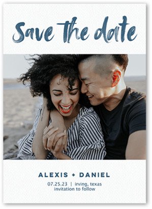 Save The Date Cards: Brushed Date Save The Date, Blue, 5X7, Signature Smooth Cardstock, Square