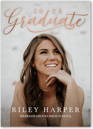 Graduation Announcements: Jubilant Grad Graduation Announcement, Rosegold Foil, 5X7, Matte, Signature Smooth Cardstock, Square