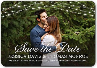 Save The Date Cards: String Lights Save The Date, White, Matte