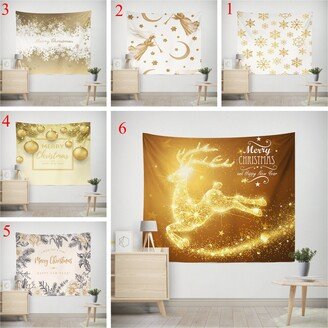 Golden Deer Wall Tapestry, Christmas Tapestry, Wall Hanging Blanket, Living Room Decor, Tapestry Art Decor