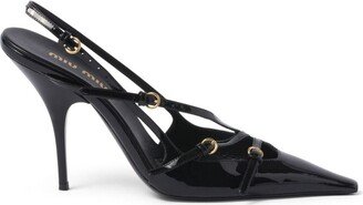 Buckle-Embellished 105mm Slingback Pumps