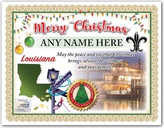 Personalized Christmas Louisiana Certificate - Digital Or Printed Great Stocking Stuffer Gift Present State New Orleans Fleur De Lis