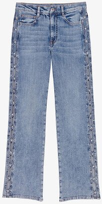 Womens Bleus Parfaite Straight-leg Mid-rise Stretch-denim Jeans