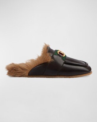 Men's Airel Long Shearling and Leather Mule Slippers