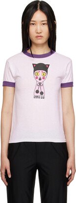 White & Purple Cat Dolly Head T-Shirt