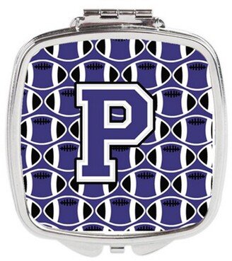 CJ1068-PSCM Letter P Football Purple & White Compact Mirror