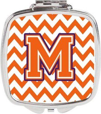 CJ1062-MSCM Letter M Chevron Orange & Regalia Compact Mirror