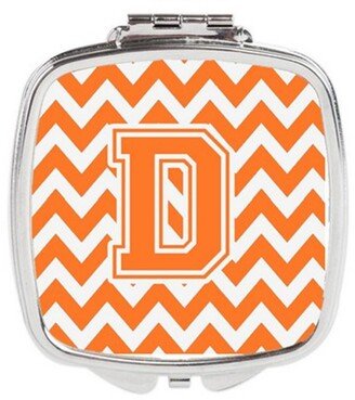 CJ1046-DSCM Letter D Chevron Orange & White Compact Mirror