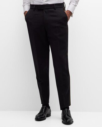 Men's Wool-Blend Solid Tuxedo Pants