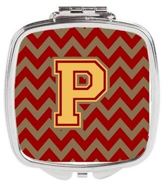 CJ1048-PSCM Letter P Chevron Garnet & Gold Compact Mirror