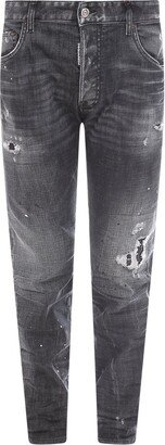 Distressed Straight Leg Jeans-AJ