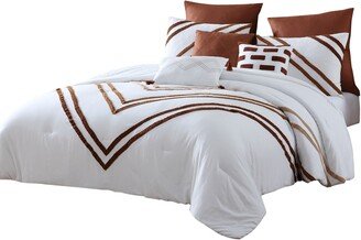 Veria 8 Piece Queen Comforter Set with Striped Pattern The Urban Port, Brown