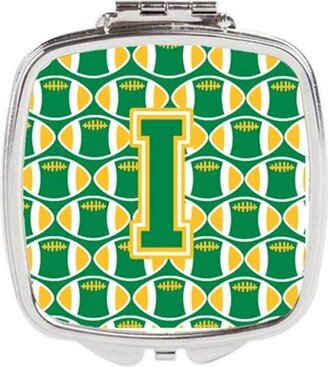 CJ1069-ISCM Letter I Football Green & Gold Compact Mirror