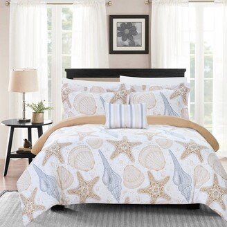 Chic Home Design Catriona 8 Piece Reversible Duvet Cover Set Life in the Sea Theme Print Design Bed In A Bag