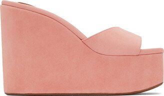 Pink Platform Wedge Mules