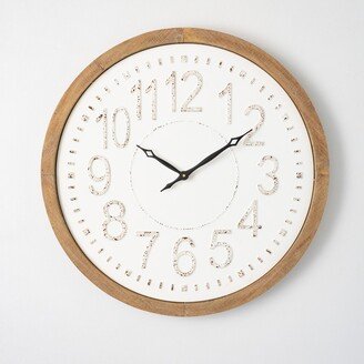 24.5H Sullivans Creamy Metal Wood-Frame Clock, Multicolored - 24.5L x 2W x 24.5H