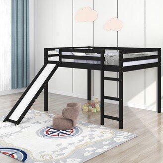 Aoolive Loft Bed with Slide, Multifunctional Design, Full