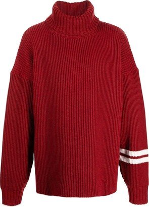 Stripe-Sleeve Knitted Jumper