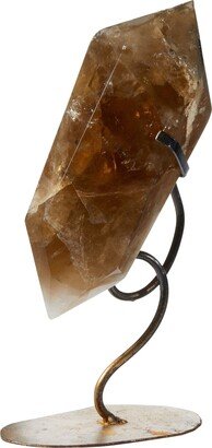 Citrine Point With Metal Stand - Large Natural Crystal Double Terminated Decor Gift #33