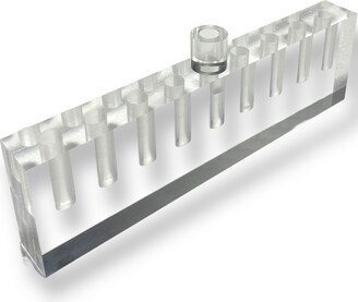 Fancy Crystal Clear Chanukah Lucite Oil Menorah 13.5 X 4 1.5