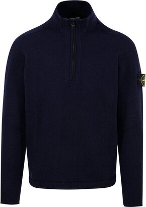 Compass-Patch Half-Zipped Jumper