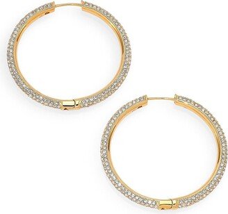 18K-Gold-Plated & Pavé Crystal Hoop Earrings