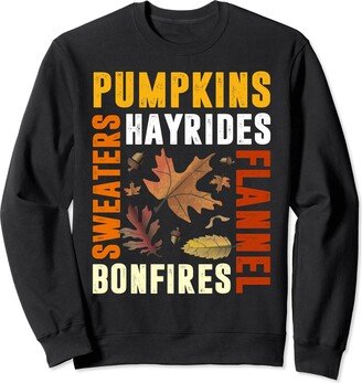 Flannels Hayrides Pumpkin Thanksgiving Sweater Fall Tee Flannels Pumpkin Hayrides Bonfires Autumn Sweatshirt