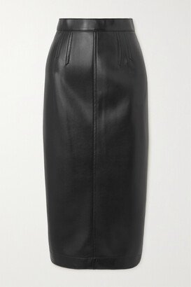 Faux Leather Midi Skirt - Black