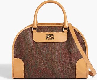 Paisley-print coated-canvas and leather tote