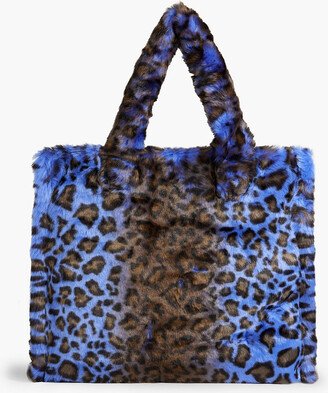 Leopard-print faux fur tote