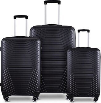 EDWINRAY 3 Piece Luggage Sets Expandable ABS Hardshell Luggage Lightweight Spinner Suitcase Sets with TSA Lock 20in/24in/28in, Black