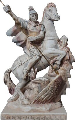 Saint George Killing The Dragon Sculpture Greek Handmade Plaster Statue