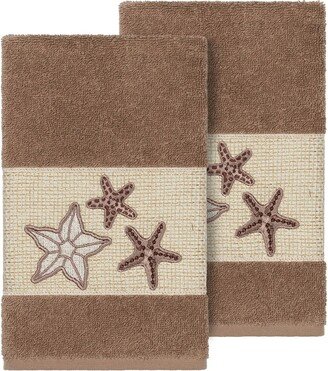 Lydia Embellished Hand Towel - Set of 2 - Latte