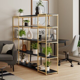 Dunelm Modular Gold & Black 5 Shelf Wide Shelving Unit MultiColoured