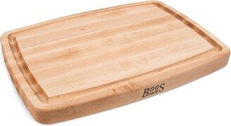 Block 14 Inch Wide Reversible Oval Cutting/Carving Board with Juice Groove, x 1.5 Inch, Solid Maple Wood