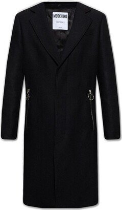 Zip-Pocket Single-Breasted Long Coat