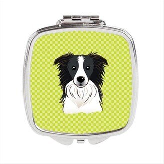 BB1303SCM Checkerboard Lime Green Border Collie Compact Mirror, 2.75 x 3 x .3 In.