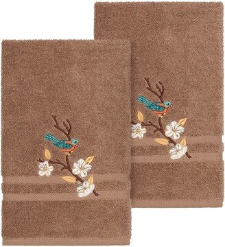 Spring Time Embellished Hand Towel - Set of 2 - Latte