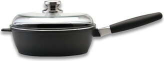 Scala Non-stick Cast Aluminum 9.5 Sautepan 3Qt., Glass Lid, Detachable Handle, Black