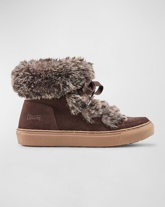 Dasha Suede Faux Fur Lace-Up Booties