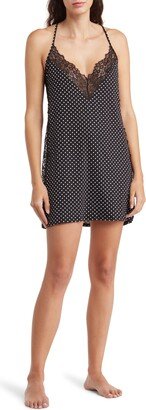 Polka Dot Lace Trim Chemise