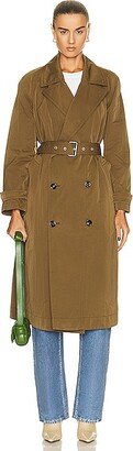 Tech Nylon Trench Coat in Olive