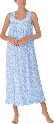 Modal Sleeveless Ballet Gown (Blue Ground Floral) Women's Pajama