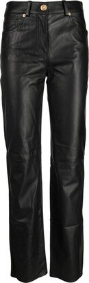 Medusa-hardware leather trousers